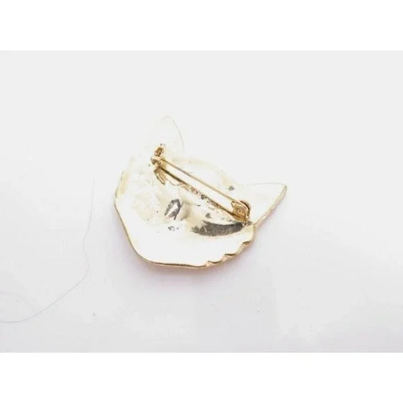 VTG Large Cat Face Black Enamel Eyes Pin‎ - Picture 2 of 3